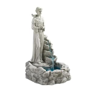 Nature's Blessed Prayer St. Francis Stone Bonded Resin Sculptural Fountain