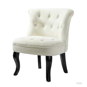 Jane Modern Ivory Velvet Tufted Accent Armless Side Chair