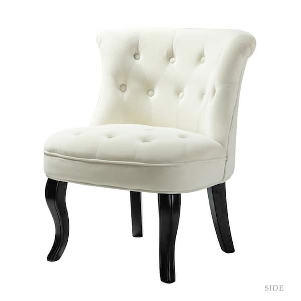 JAYDEN CREATION Jane Modern Ivory Velvet Tufted Accent Armless Side Chair