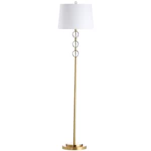 Rose 62.5 in. H 1-Light Aged Brass Floor Lamp with Laminated Fabric Shade