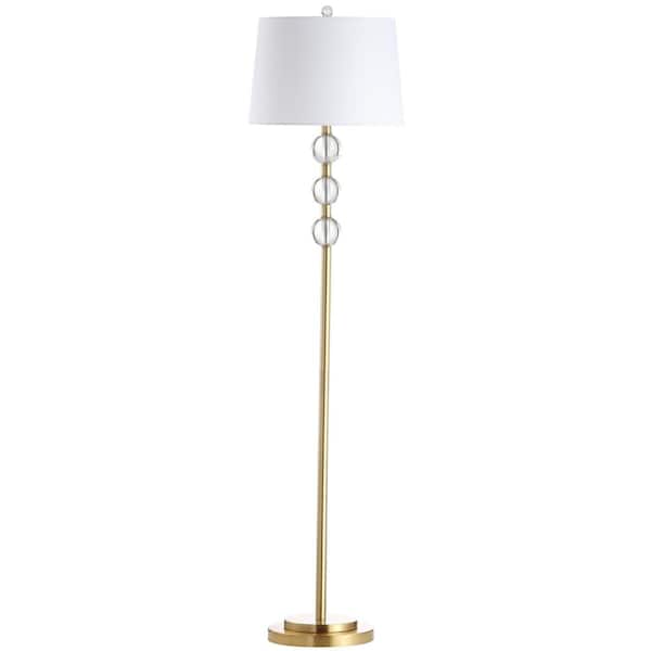 Dainolite Rose 62.5 in. H 1-Light Aged Brass Floor Lamp with Laminated Fabric Shade