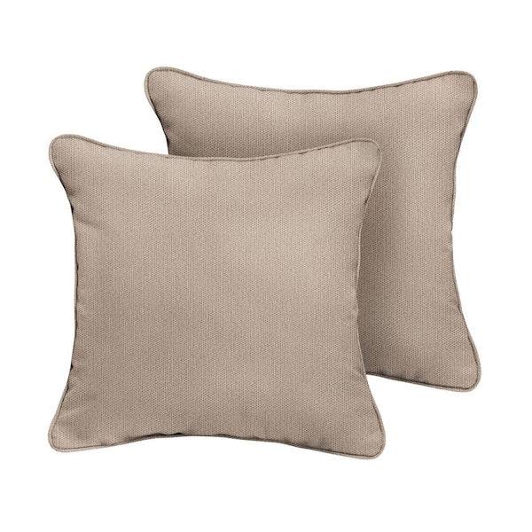 SORRA HOME Sunbrella Revive Sand Square Outdoor Throw Pillow (2-Pack)