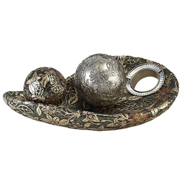 HomeRoots Resin Bowl with Orbs Decorative Sculpture 2000468374 The Home Depot