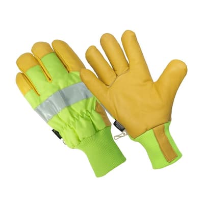 HANDS ON Top Grain Leather Half Finger Gloves, Padded Palm, Hook and Loop  Closure FL2250-L - The Home Depot