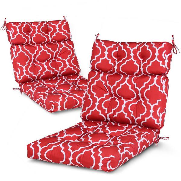 Aoodor 21 in. x 23 in. Red/White Replacement Outdoor Single Dining Chair Cushion - (2-piece)