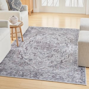 Machine Washable Series 1 Ivory Beige 4 ft. x 6 ft. Distressed Traditional Area Rug