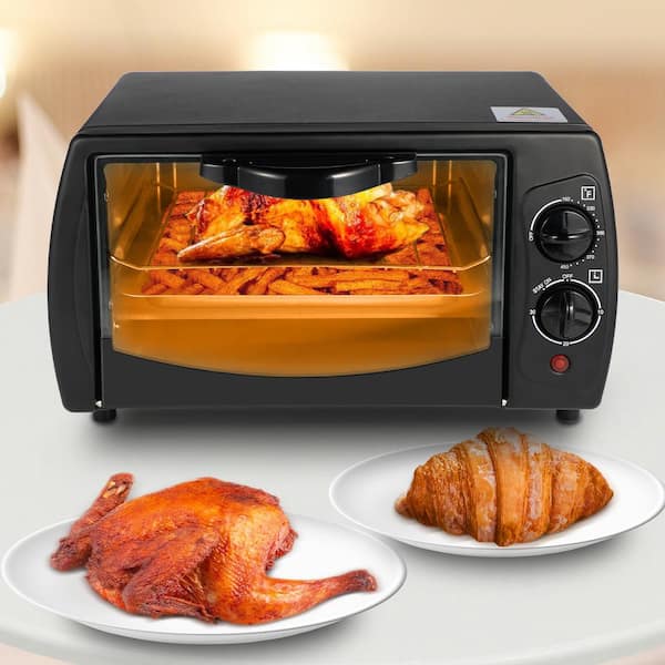 Tafole 10 qt. 4-Slice Black Countertop Toaster Oven Air Fryer with Extra Accessories