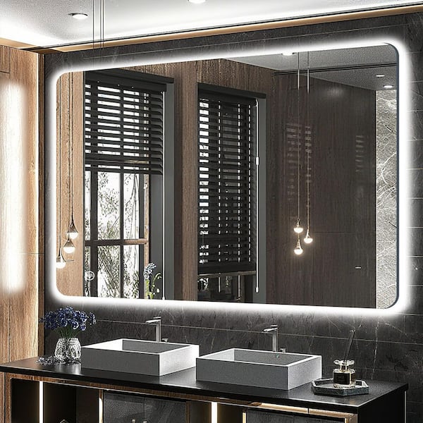 Unbranded 36 in. W x 48 in. H Rectangular Frameless Anti-Fog Adjustable Backlit LED Bathroom Wall Mirror, RoHS and CRU Certified