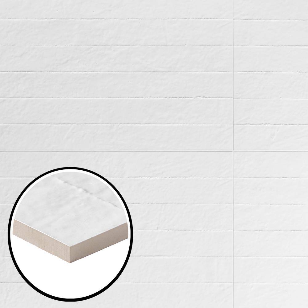 Angela Harris Matte White Ceramic Patterned Wall Tile