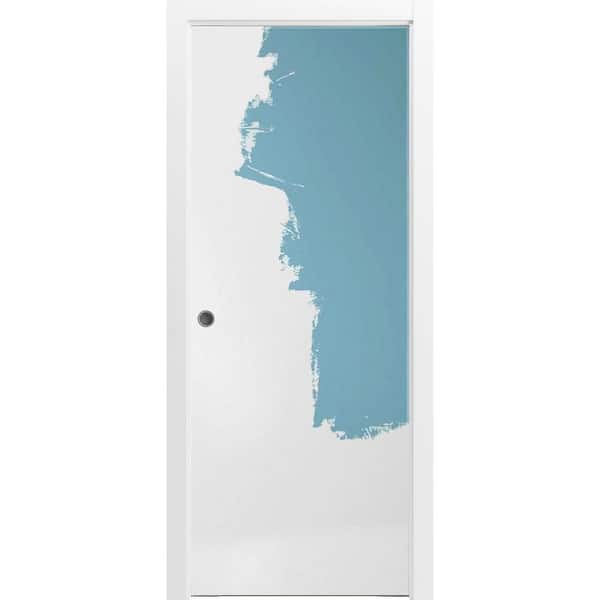 Sartodoors 42 in. x 80 in. 1-Panel Primed Finished Solid Wood with Honeycomb Sliding Door with Hardware