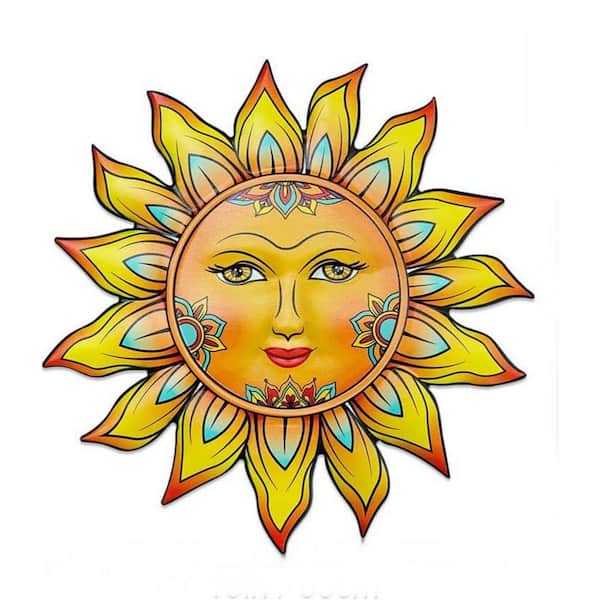13 in. x 13 in. Metal Sun Flower Wall Decor Sculpture for Outdoor