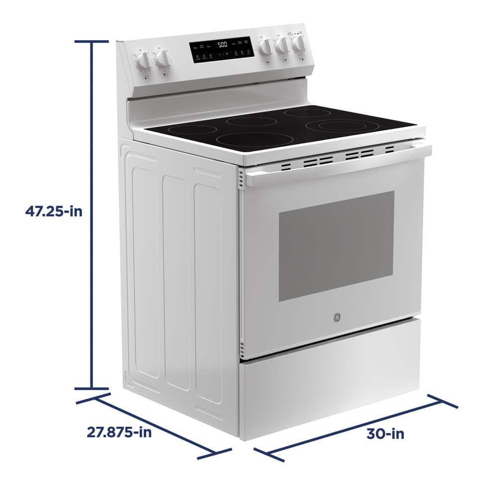 White 30" Free-Standing Electric Range with Self-Cleaning