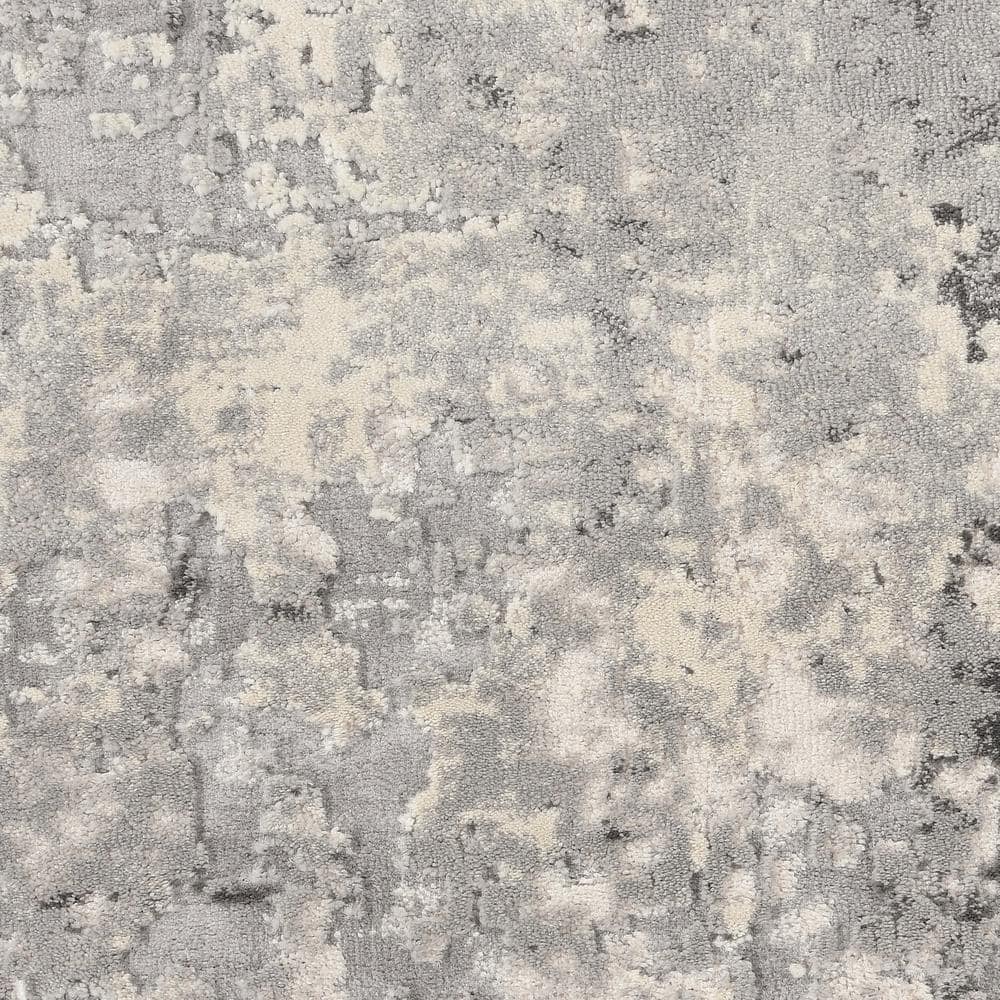 Rustic Grey and Beige Round Synthetic Abstract Rug 5'3"