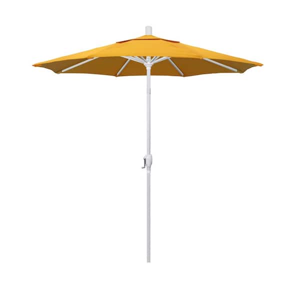 California Umbrella 7.5 ft. Matte White Aluminum Market Push Tilt Patio Umbrella in Yellow Pacifica