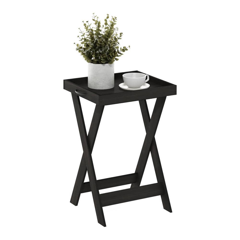 Espresso Rectangular Wooden Tray Table with Removable Top