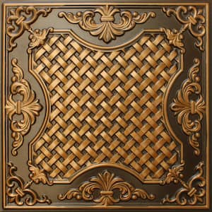 Falkirk Perth Antique Gold 2 ft. x 2 ft. Decorative Rustic Glue Up or Lay In Ceiling Tile (40 sq. ft./case)