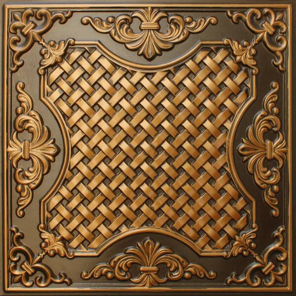 Falkirk Perth Antique Gold 2 ft. x 2 ft. Decorative Rustic Glue Up or Lay In Ceiling Tile (100 sq. ft./case)