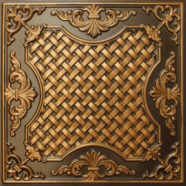 Falkirk Perth Antique Gold 2 ft. x 2 ft. Decorative Rustic Glue Up or Lay In Ceiling Tile (200 sq. ft./case)