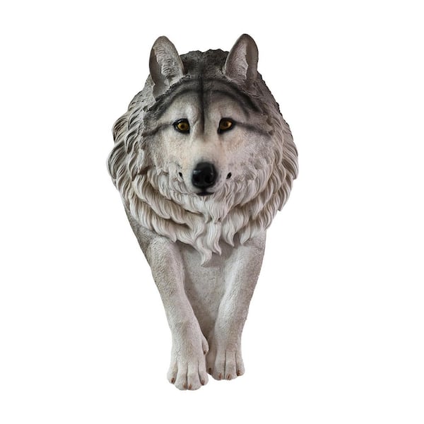 HI-LINE GIFT LTD. Black and White 17.71 in. x 7.67 in. Wolf Head Sculpture Resin Wall Hanging Ornament
