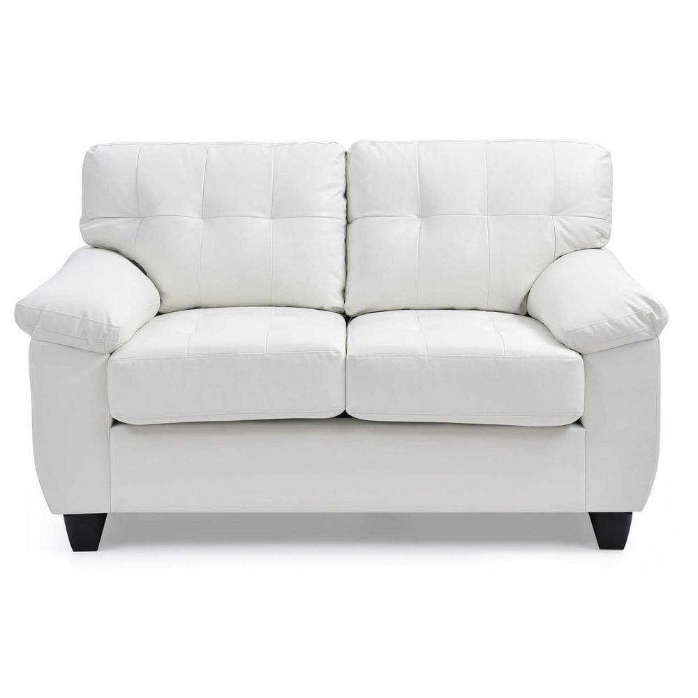 Passion Furniture PF-G907A-L Gallant 57 in. Flared Arm Faux Leather Straight Sofa in White