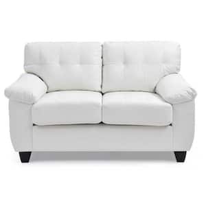 Gallant 57 in. W Flared Arm Faux Leather Straight Sofa in White