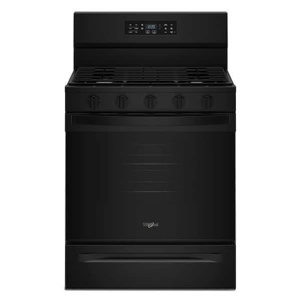 30 in. 5 Burners Freestanding Gas Range in Black with Air Cooking Technology