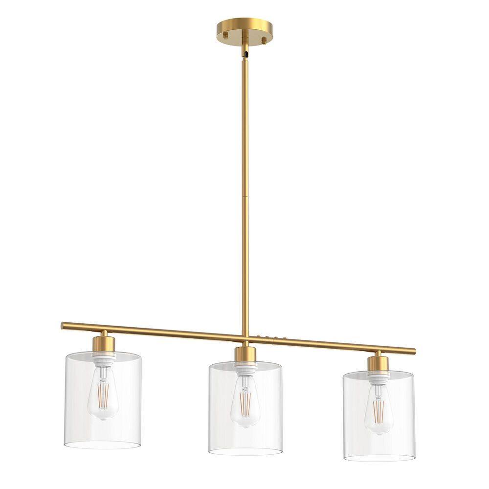 3 Light Copper Kitchen Island Pendant Light with Clear Cylindrical Glass Shade for Dining & Kitchen, No Bulbs Included price history on PriceWatchPro