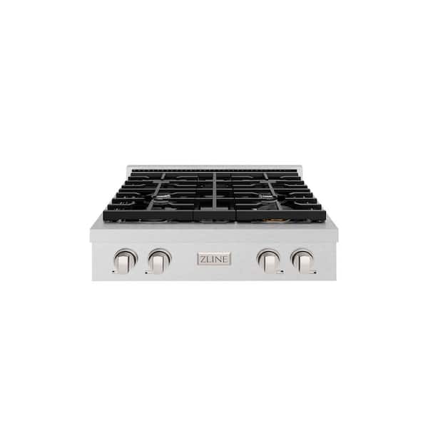 ZLINE Kitchen and Bath 30 in. Paramount Gas Rangetop with 4 Burners and Porcelain Cooktop in Satin Stainless Steel