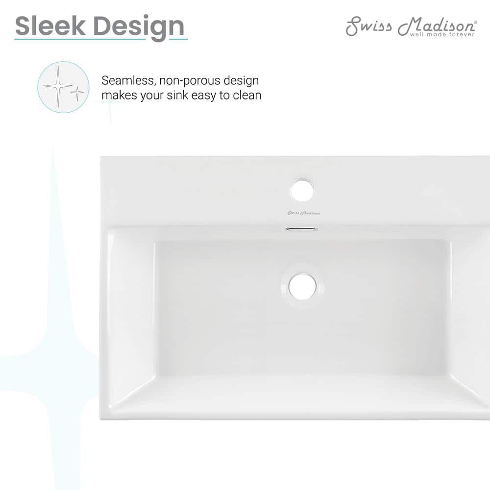 Claire 24" Glossy White Ceramic Wall-Mount Bathroom Sink