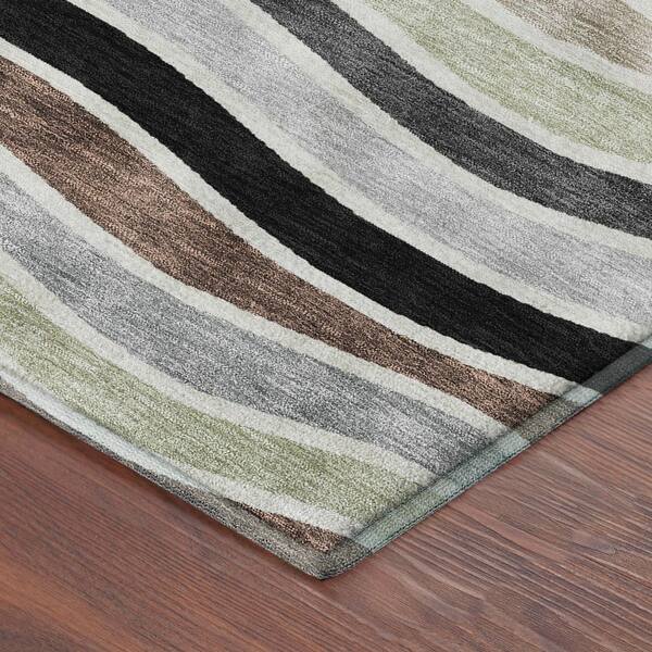 Mayfield Premium Machine Washable Abstract AMF2333 Black 2 ft. x 7 ft. Runner Rug