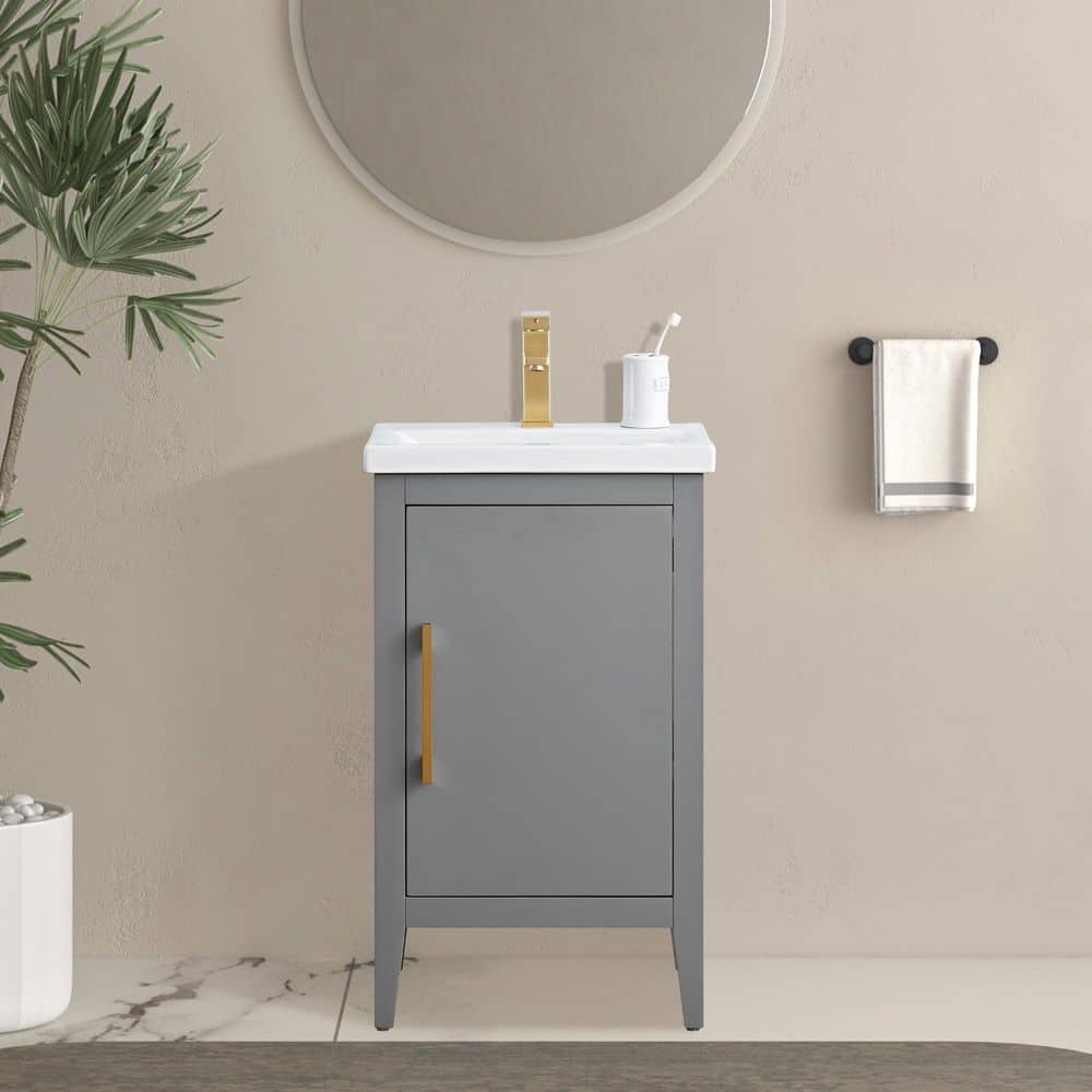 20 in. W x 15.8 in D x 34 in. H Single Sink Bathroom Vanity Cabinet in Cashmere Gray with Ceramic Top price history on PriceWatchPro