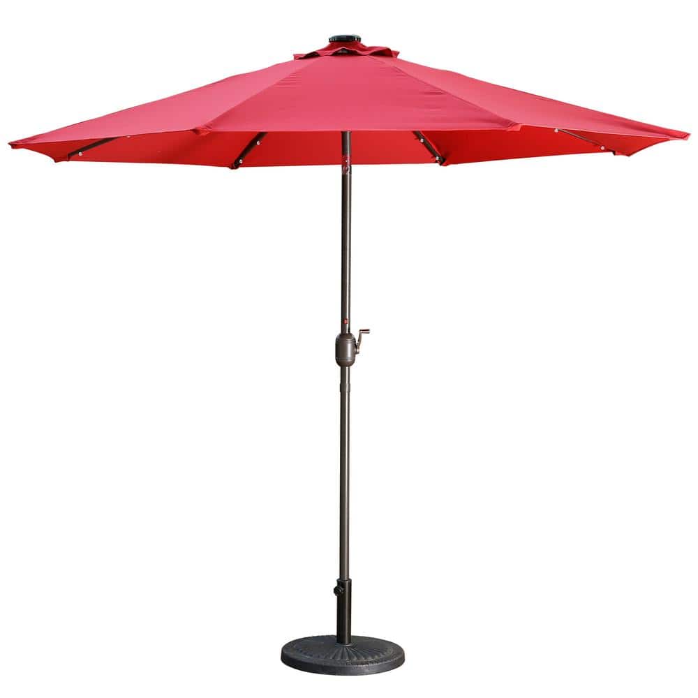 9 ft. Aluminum Market High Quality Solar LED Light Tilt Patio Beach Umbrell