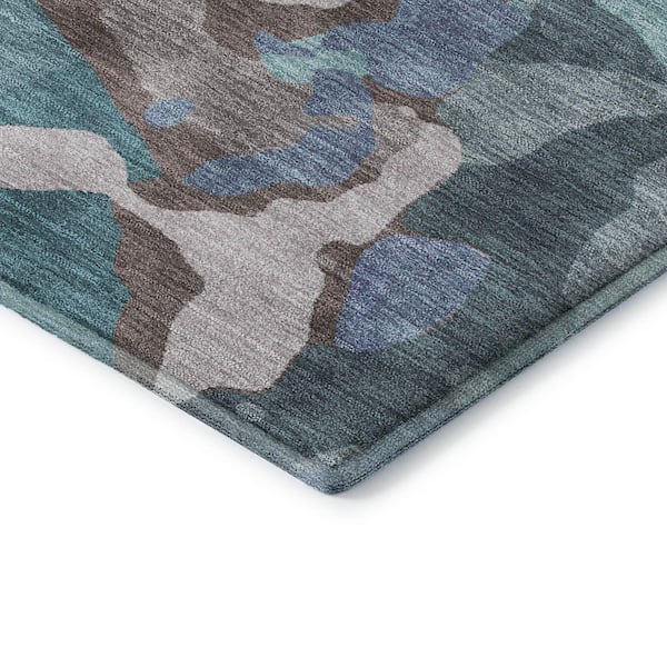 Mayfield Premium Machine Washable Abstract AMF2161 Teal 10 ft. x 14 ft. Area Rug