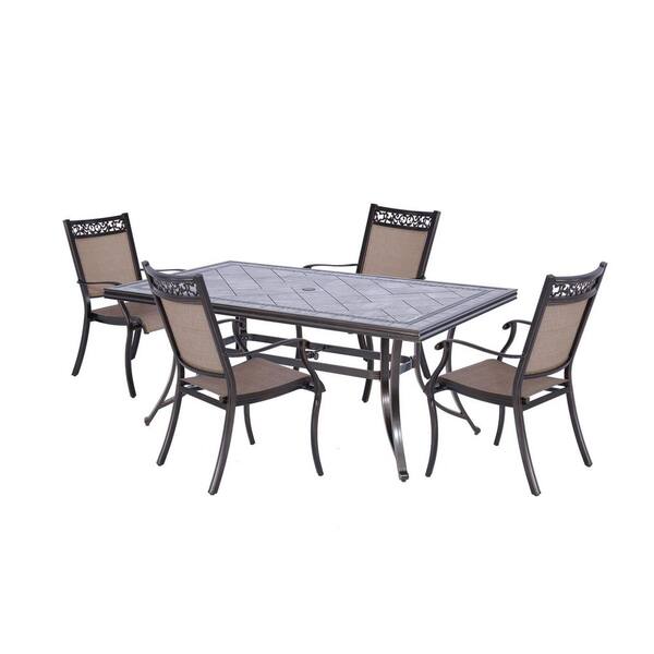 Mondawe Vetiver 5Piece Aluminum 28" H Outdoor Dining Set with 4 Sling