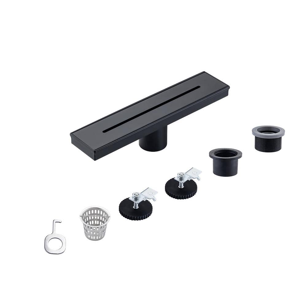 12 in. Stainless Steel Linear Shower Drain with Square Pattern Drain Cover in Matte Black price history on PriceWatchPro