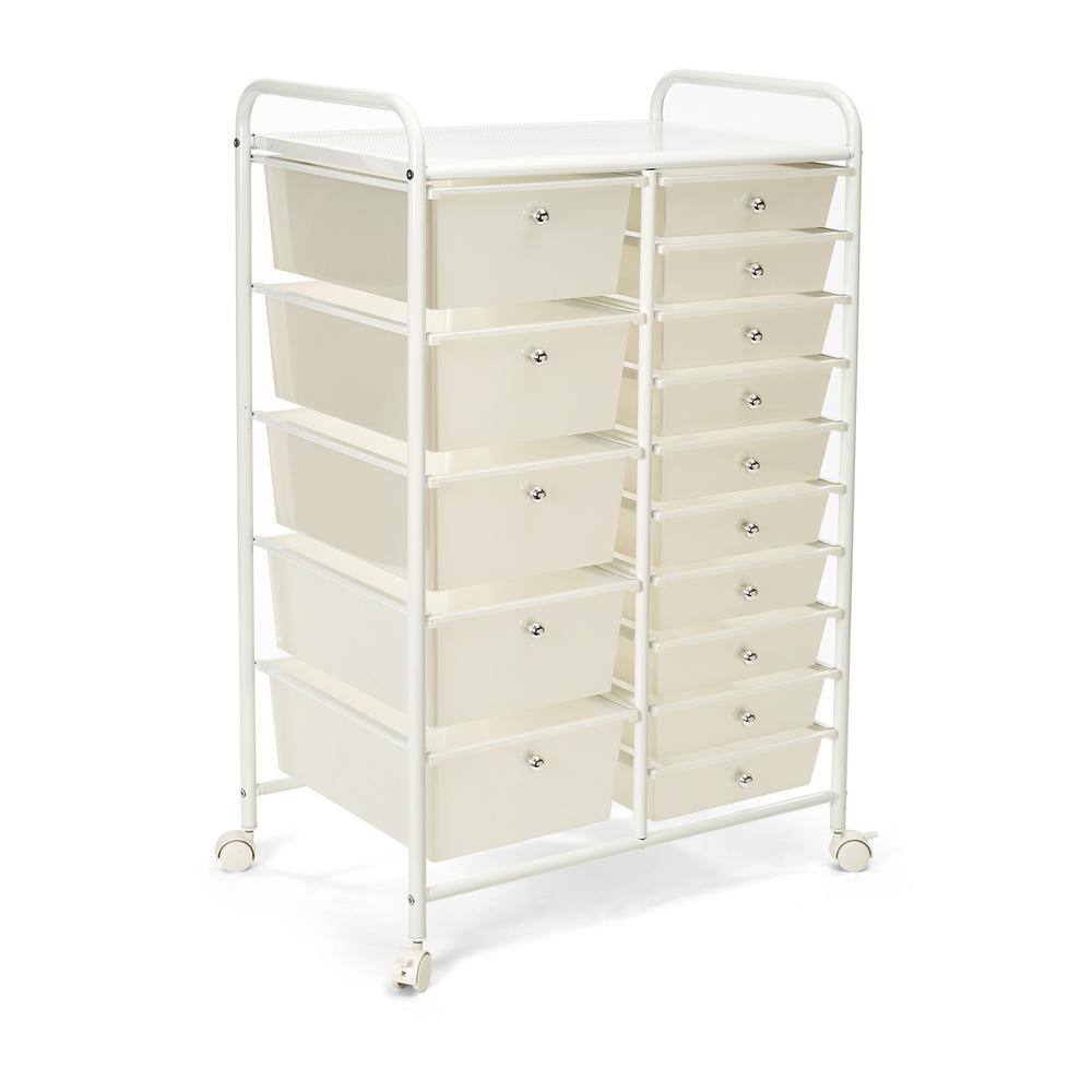 Seville Classics Pearlized White 15-Drawer Organizer Cart WEB580 - The ...