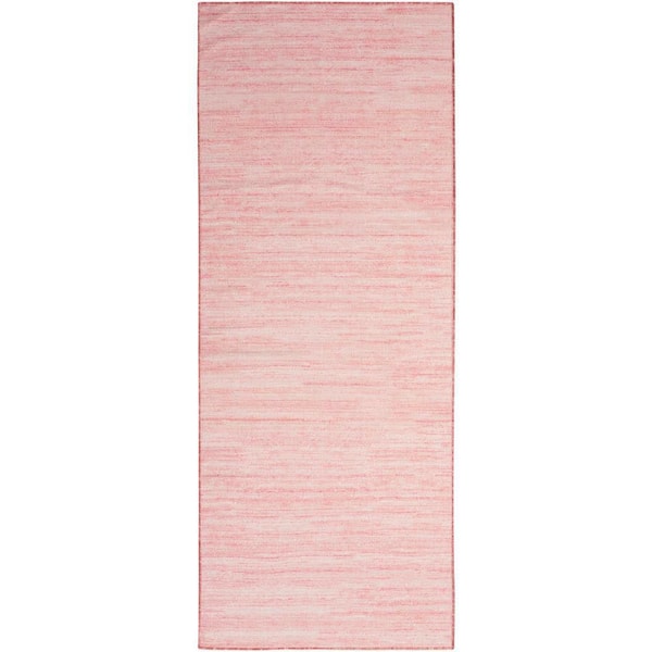 Nourison Washable Essentials Pink 2 ft. x 8 ft. All-over design Contemporary Runner Area Rug