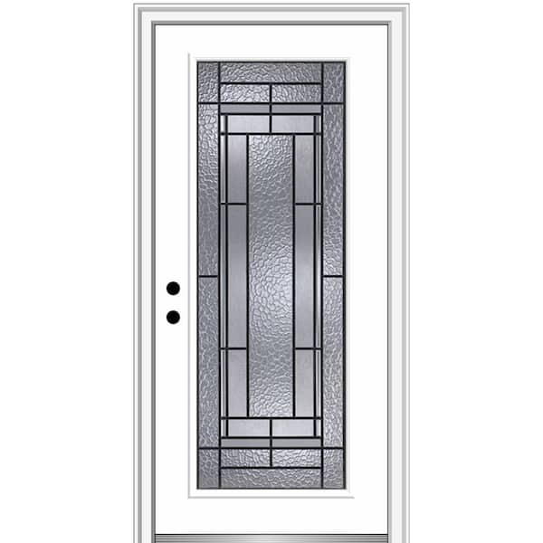 MMI Door Pembrook 36 in. x 80 in. Right-Hand Inswing Full Lite Decorative Primed Fiberglass Prehung Front Door, 4-9/16 in. Frame