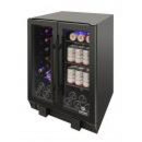 Black Stainless Steel Dual Zone Wine and Beverage Cooler with Interior Lighting