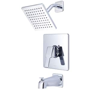 i3 1-Handle Wall Mount Tub and Shower Faucet Trim Kit in Chrome with 6 in. Square Showerhead (Valve not Included)