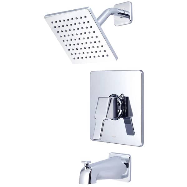Olympia Faucets i3 1-Handle Wall Mount Tub and Shower Faucet Trim Kit in Chrome with 6 in. Square Showerhead (Valve not Included)