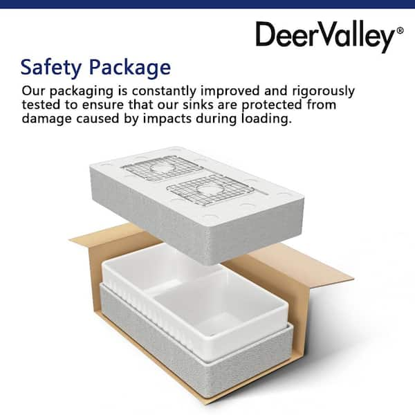 DEERVALLEY Eclipse White Ceramic 33 in. L 50/50 Rectangular Double