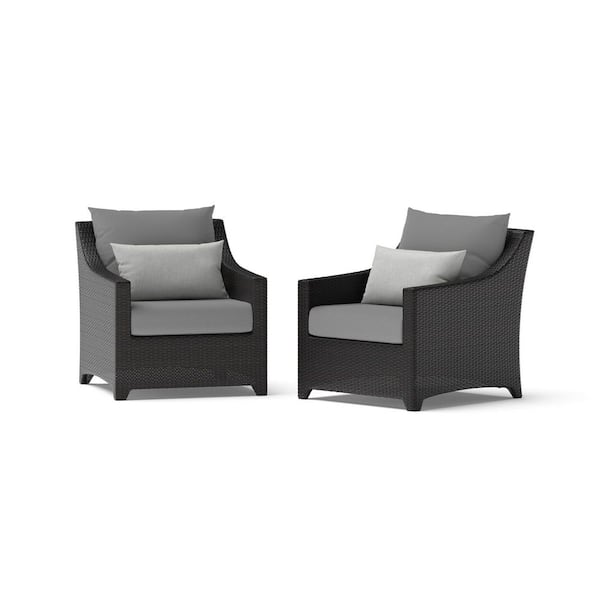Deco Patio Club Chair with Sunbrella Charcoal Gray Cushions (2-Pack)