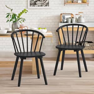 Winson Black Solid Wood Talia Dining Chair Windsor Back Farmhouse Spindle Dining Chair Side Chair Set of 2