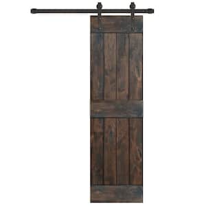 24 in. x 84 in. Rustic Espresso 2 Panel Knotty Alder Wood Sliding Barn Door with Oil Rubbed Bronze Hardware Kit