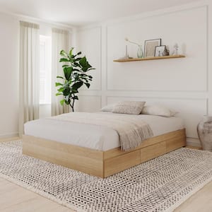 Alegria Natural Maple Full Size Platform Bed with 3-Drawers