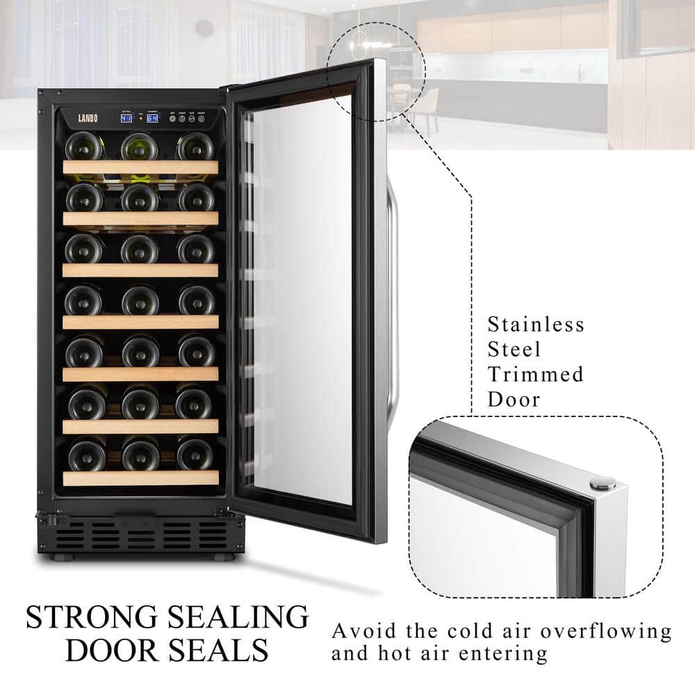 15-Inch Black Stainless Steel Single Zone Wine Cooler