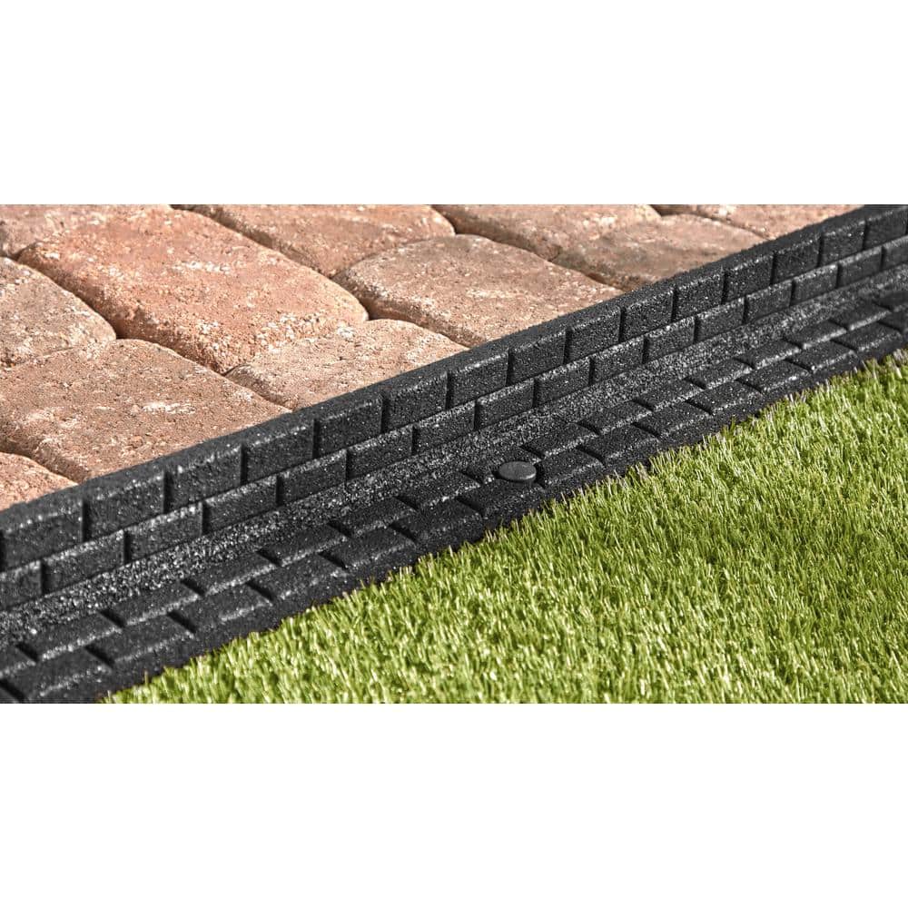 48-Pack Black Rubber Brickface Landscape Edging, 4' Sections