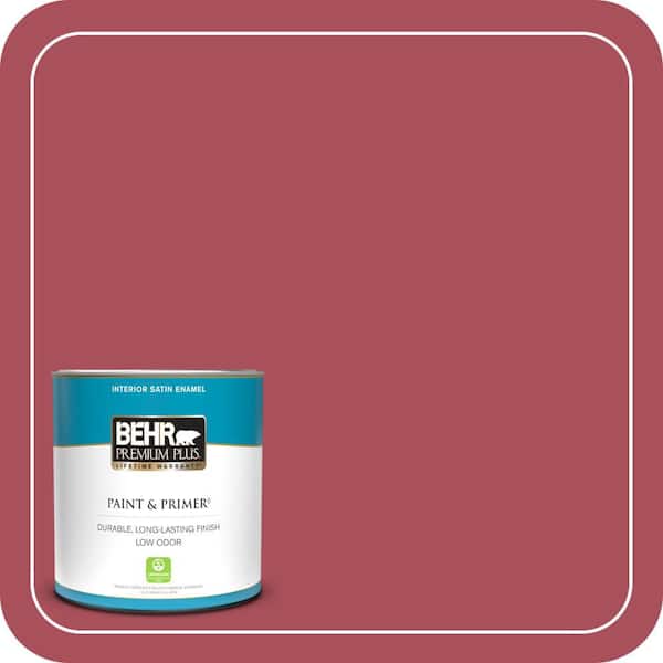 BEHR PREMIUM PLUS 1 qt. #T13-18 Ski Patrol Satin Enamel Low Odor Interior Paint & Primer