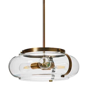 Alston 3-Light Glass and Metal Ceiling Light, Brushed Bronze